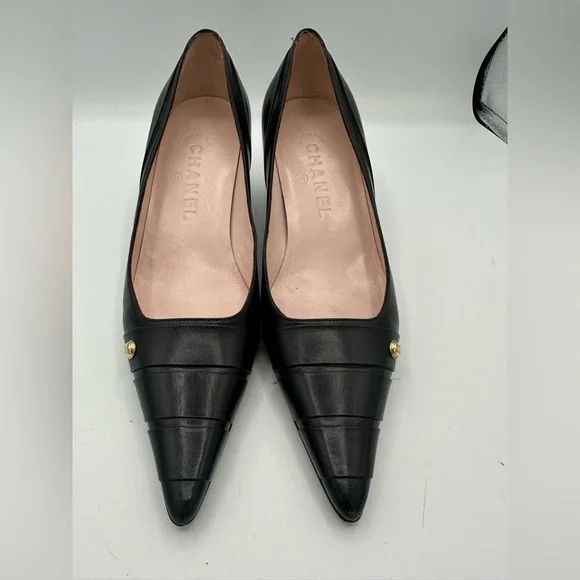 Chanel kitten heels brown leather pumps shoes classic - Picture 11 of 11